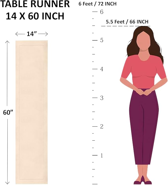 Solino Home Linen Sky Blue Table Runner 60 Inches - Classic Hemstitch, 100% Pure Linen Coffee Table Runner 14 x 60 Inch Ideal for Dresser Tables - Holiday