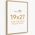 19x27 Picture Frame Oak Wood,19"x27" Natural Oak Color Wooden Frames with Tempered Glass,27x19 inch Wall Gallery Poster Frame with No Mat,19 by 27 Frames Horizontal and Vertical for Wall Mounting