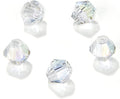 6mm Bicone 450Pcs White AB Crystal Glass Beads Faceted Bicone Shape Crystal Glass Spacer Beads for Bracelet Necklace Decorative Hand Jewelry Making (White AB, 6MM)