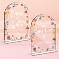 2 Pcs Acrylic Wedding Signs for Reception, Bridal Shower Decorations, Cards and Gifts Signs, Guest Book Sign, Arch Acrylic Table Top Sign with Holder for Wedding Reception (Clear Wildflowers)