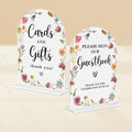 2 Pcs Acrylic Wedding Signs for Reception, Bridal Shower Decorations, Cards and Gifts Signs, Guest Book Sign, Arch Acrylic Table Top Sign with Holder for Wedding Reception (White Wildflowers)