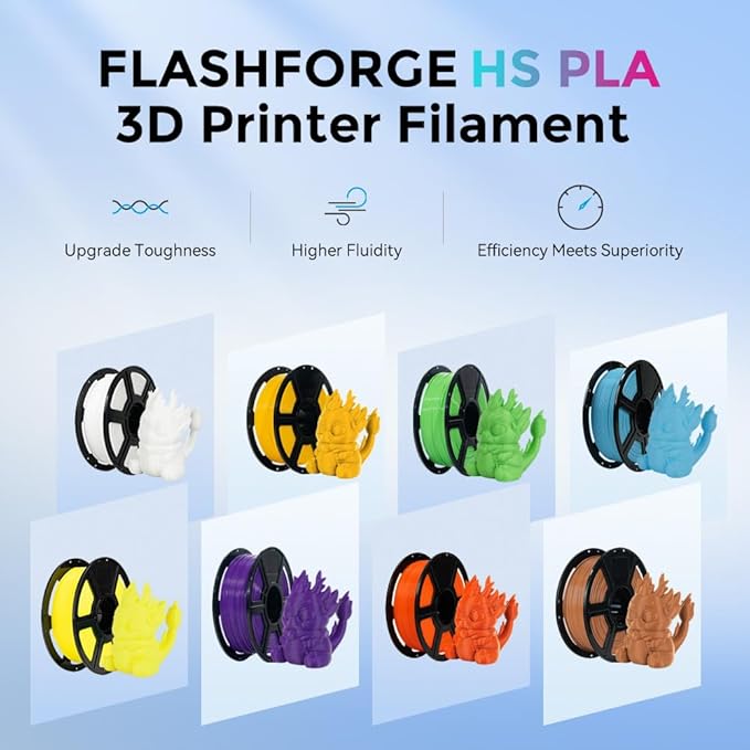 FLASHFORGE Rapid PLA Filament 1.75mm, High Flow Speedy 3D Printer Filament, Experience Exceptional Performance with 500mm/s High-Speed Printing, Neatly Wound & Top-Notch Filament (Light Brown)