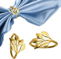 40 Pcs Leaf Napkin Rings Set, Gold Metal Napkins Rings Holders Bulk for Cloth Napkins Table Adornment for Wedding, Birthday, Thanksgiving, Christmas, Banquet, Dinning Table Decorations