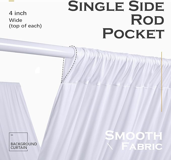 PartyVillage 10 Panels 5ftx30ft White Ceiling Drapes for Wedding Parties – 30 FT Extra Long Thick Polyester Wrinkle-Free Drapery Tent Decor Decorations for Birthday Party Ceremony Stage Swag