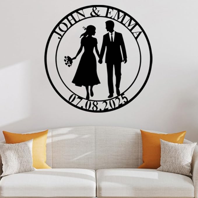 NAZENTI Personalized Metal Sign Gift, Wedding Gift, Family Name Sign, Outdoor Name, Anniversary, Home Decor, Front Door