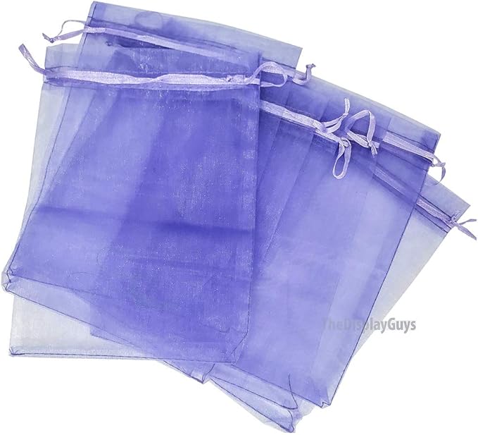 TheDisplayGuys 48-Pack 3x4 Lavender Sheer Organza Gift Bags with Drawstring, Goodie Bags for Jewelry, Candy Bags, Treat Bags, Wedding Favors Small Mesh Bags