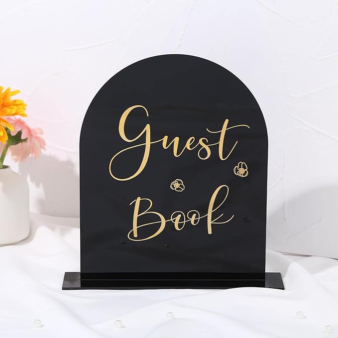 UNIQOOO 10 Set Black Acrylic Arch Table Sign With Holders, 8x10 in Wedding Table Numbers, 1/8 in Thick, DIY Blank Arched Acrylic Sign for Wedding reception, Centerpiece, Decoration, Event