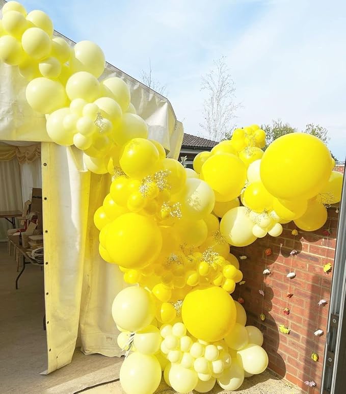 Bezente Yellow Balloons Latex Party Balloons - 100 Pack 12 inch Round Helium Yellow Balloons for Birthday Sunflower Party Decorations