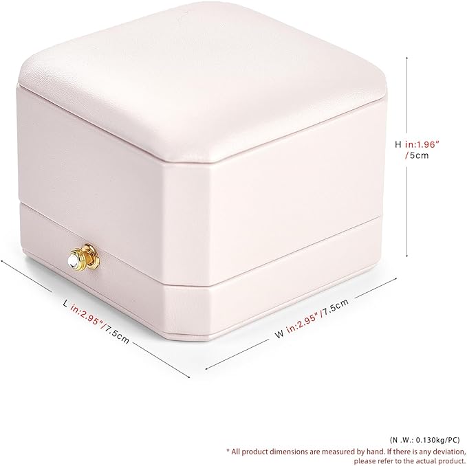 Oirlv Luxury Leather Ring Box for Jewelry Gift Octagon Women Ring Holder for Wedding Day, Proposal, Engagement, Anniversary(Pink,Single)