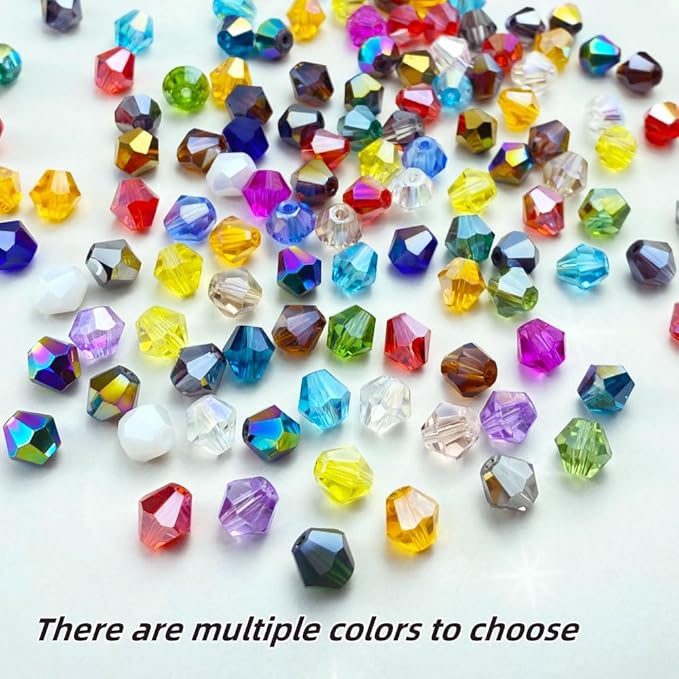 250pcs 6mm Bicone Crystal Glass Beads Loose Spacer Beads Faceted Craft Beads for Jewelry Making DIY Necklace Bracelet Earring Wind Chimes Suncatchers Ornamen(Sapphire AB)