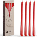 Leor & Lair Red Taper Candles - 4 Pack 10" Christmas Candlesticks - Unscented Long Burning Red Candles for Valentine’s Day, Christmas, Dinner Table, Weddings, Restaurants & Business Events