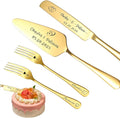 Custom Wedding Cake Knife and Server Set Personalized Cake Cutter with Engraved Text Bridal Cake Cutting Set with Gift Box for Weddings Anniversary Birthday (Gold - with fork)