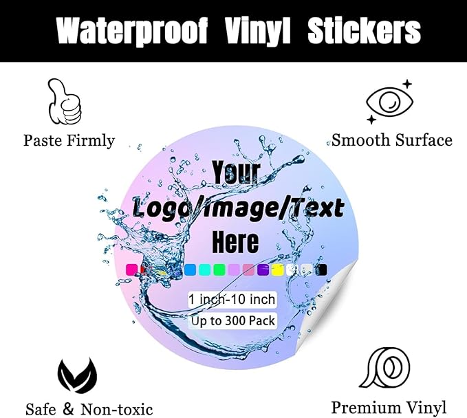 Custom Stickers for Weddings, Birthdays & Businesses - Personalized Labels with Your Logo - Waterproof, Fade and Heat Resistant - Pack of 100-1000 (Wreath B, 1.5 Inch)
