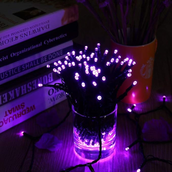 Toodour Solar Christmas Lights, 72ft 200 LED 8 Modes Outdoor Christmas String Lights, Waterproof Solar String Light for Xmas Tree, Fence, Holiday, Party, Balcony, Outdoo Xmas Decorations - Purple