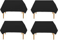 Pomp Black 70" x 70" Poplin Polyester Tablecloth (4 Pack) | Wrinkle + Stain Resistant Easy Care Premium Fabric | Fits Square or Round Table