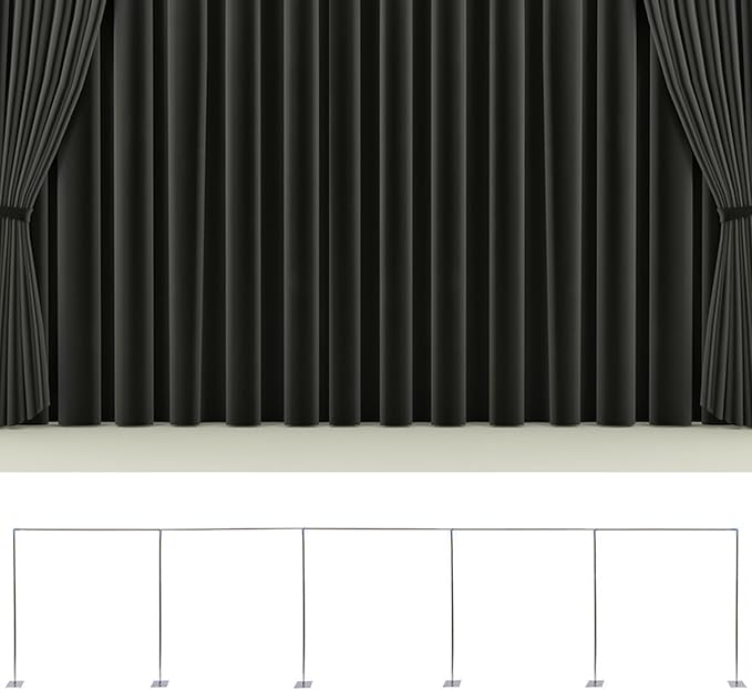 49ft*10ft Adjustable Telescopic Portable Pipe and Drape Backdrop Stand Kit Splitly, Heavy Duty Wedding Party Event Studio Photography Background Support System Trade Show Curtain Frame Stand