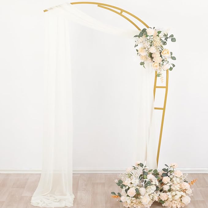 Socomi Ivory White Wedding Arch Draping Fabric 29" x 20Ft 2 Panels Sheer Outdoor Curtain Drapes Extra Long for Bridal Baby Shower Ceremony Birthday Party Decor