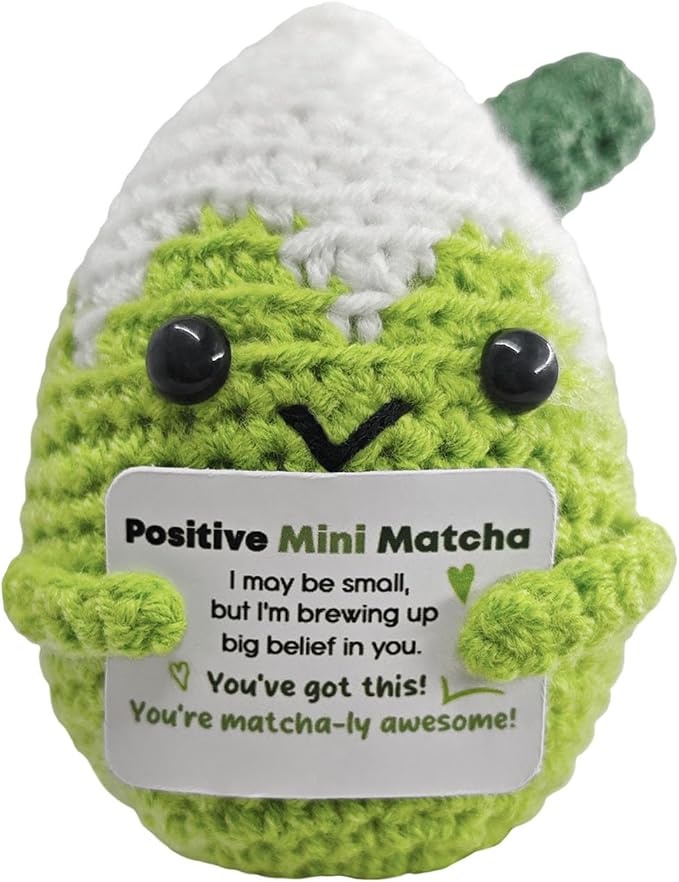 Handmade Matcha Companion Crochet Gift - Motivational Present for Her,Colleague,Friends,Matcha Loverv,Cheerful Holiday or Birthday Keepsake