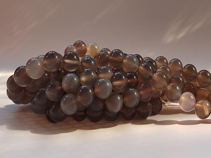 Stone Beads 10mm 60pcs Grey Agate Beads Round Loose Gemstones Beads for Bracelet Necklace Jewelry Making (10mm, 61020 Grey Agate)