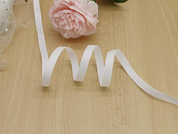 Jesep One Roll 100 Yards 3/8" Soild Grosgrain Ribbon Boutique Gift Wrapping Package Ribbon, DIY Crafts Bow Hair Headband Accessories Assorted Ribbon#29(3/8" 10mm, White)