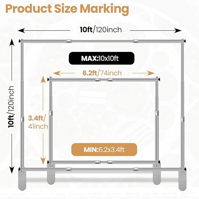 Jiang&Rong 10x10ft Heavy Duty Backdrop Stand Kit - Adjustable Step and Repeat Photo Banner Stand for Photography, Trade Shows, Photo Booths, Events(Silver)