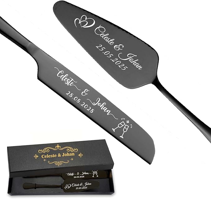 Personalized Wedding Cake Knife and Server Set Stainless Steel Cake Cutter Server Engraved Cake Cutting Set for Wedding Anniversary Engagement Birthday Gifts