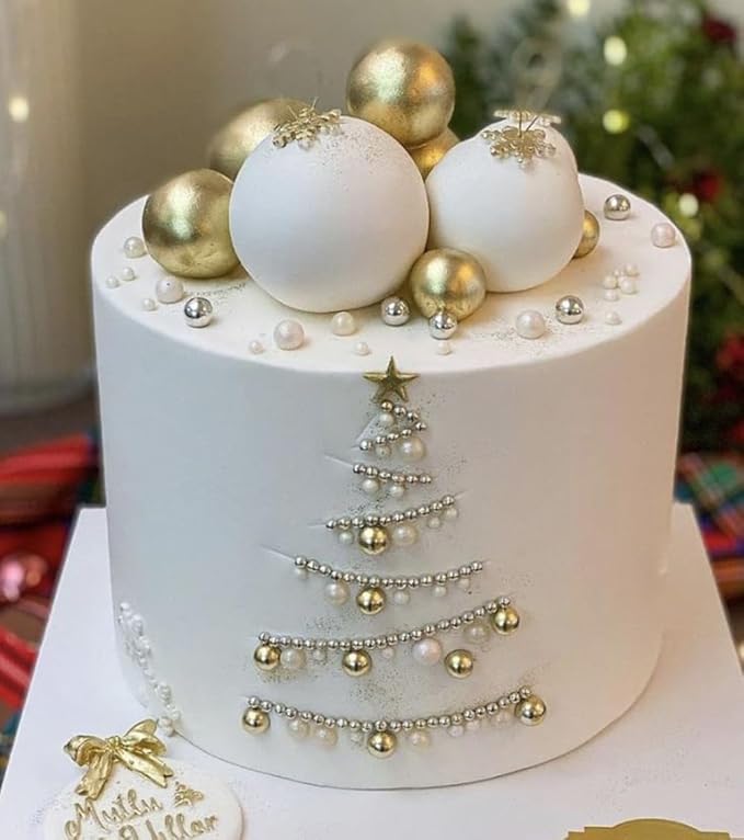 4 in 1 Super Gold Pearl Sugar Sprinkles 6 oz, 4 sizes Candy Pearls Ideal for Baking, Cake and Cupcake Toppers, Cookie Decoration, Ice Cream Topping, Wedding Shower Party Valentines Halloween Christmas