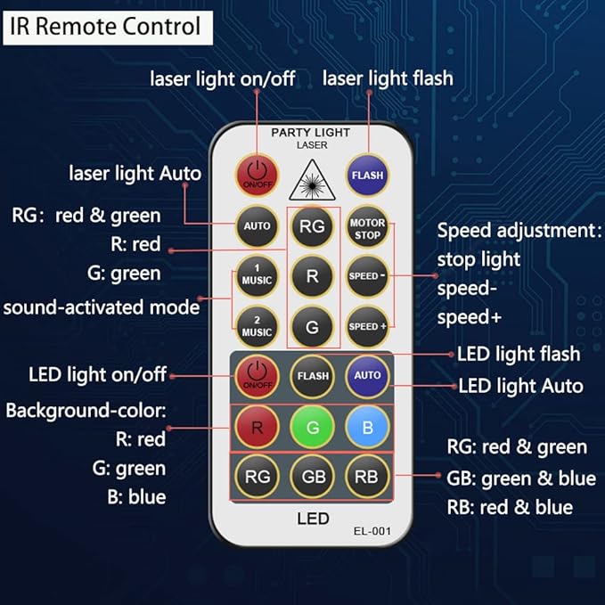 Party Lights Dj Disco Lights, Strobe Stage Light Sound Activated Laser Llights Projector with Remote Control for Parties Bar Birthday Wedding Holiday Event Live Show Xmas Decorations Lights