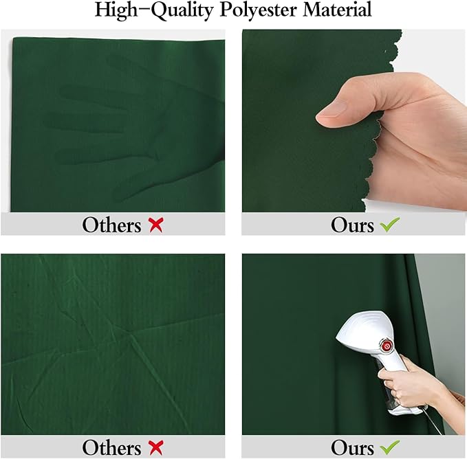 8x10FT Dark Green Screen Backdrops for Photography, Virtual Green Screen Backdrop Pieces for Meetings, Curtains for Party Decoration Video Shooting