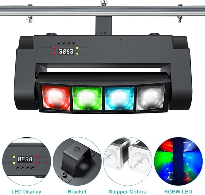 BETOPPER Moving Head DJ Lights,Stage Lights for Parties, RGBW 8x3W LED Spider Lights, Sound Activated & DMX-512 for Party, Pub, Wedding Event, Club, Carnival Festival, Disco Stage Lighting(2 Packs)
