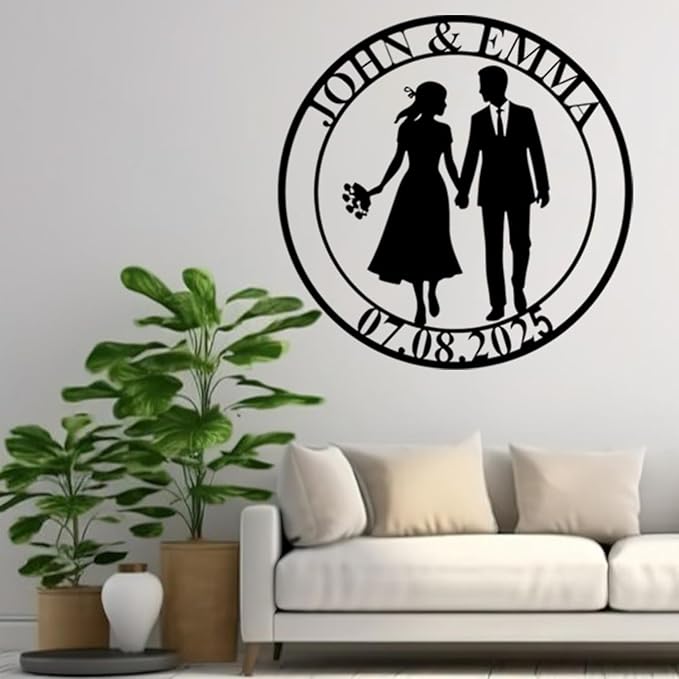 NAZENTI Personalized Metal Sign Gift, Wedding Gift, Family Name Sign, Outdoor Name, Anniversary, Home Decor, Front Door