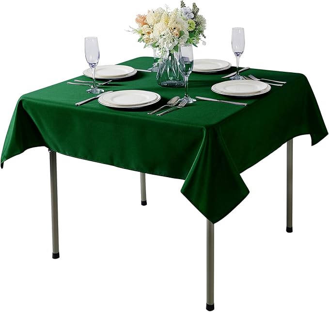 CupuamonSquare Tablecloth 70x70 inch Washable Polyester Fabric Table Cloth for Wedding Party Dining Banquet Decoration（70x70,Hunter）