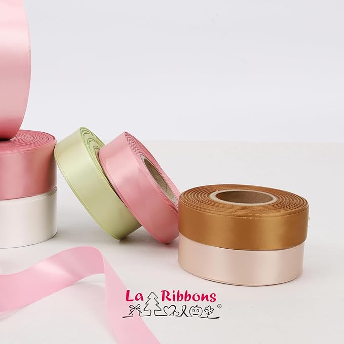 LaRibbons 1 1/2 Inch 50 Yard Double Faced Satin Ribbon,White Satin Craft Fabric Ribbon for Gift Wrapping Floral Bouquets Wedding Party Decoration