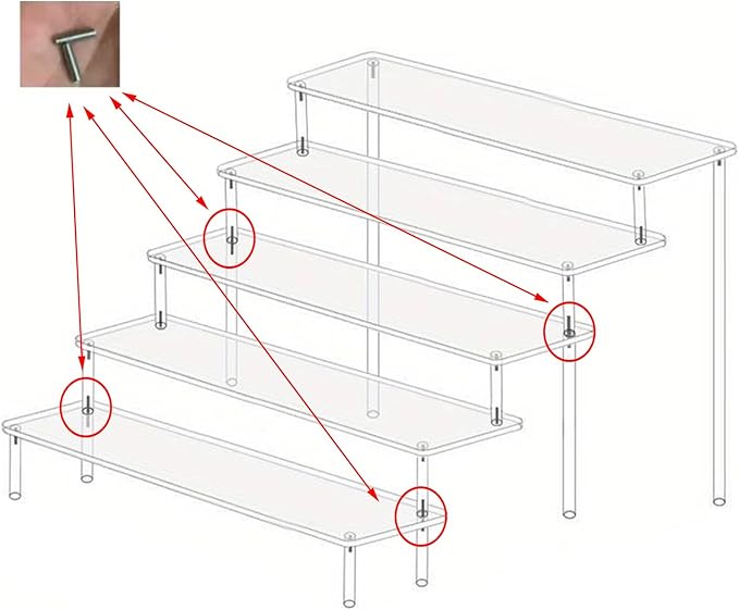 Acrylic 5-Tier Display Stand, Clear Perfume Organizer, Cupcake Stand Holder, Large Shelf Risers for Figures, Party Desserts, Home Decor