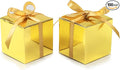 COTOPHER 100pcs Wedding Favor Boxes, Paper Gift Boxes 3x3x3 Inches Small Gift Boxes with Ribbons Small Boxes for Gifts, Crafting, Cupcake, Candy, Bridesmaid Proposal Boxes (Metallic Gold)