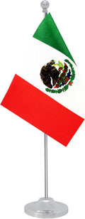 Mexico Desk Flag, Mexican Table Office Flag with Metal Pole and Stand Base, International Country Flags, Festival Event Celebration, Classroom Meeting Desktop Decor (Mexico)