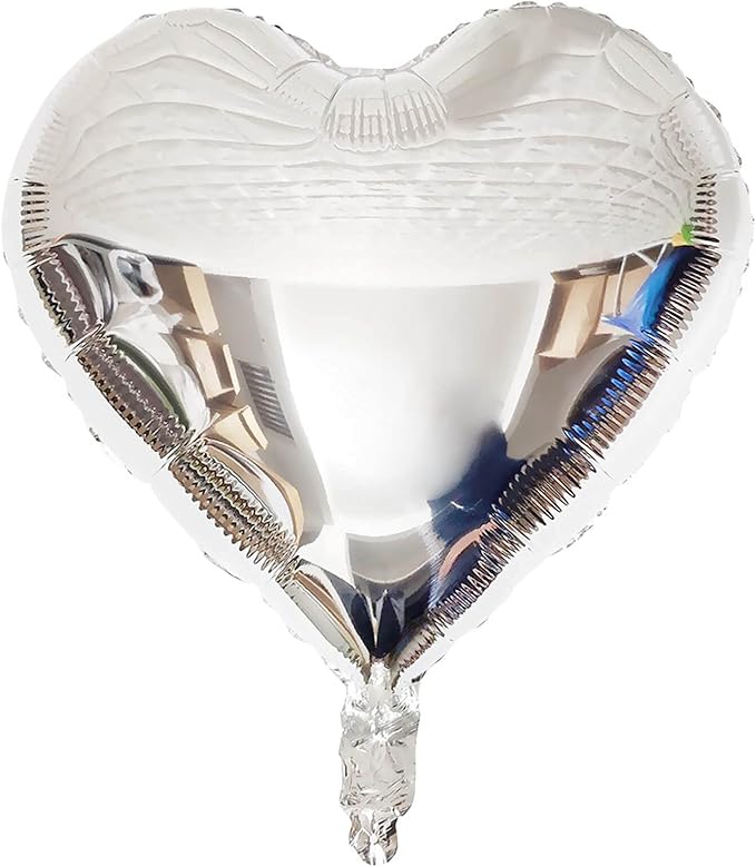 10Pcs Silver Foil Heart Shaped Balloons 18 Inch Heart Mylar Balloons For Baby Shower Wedding Valentine Decorations Love Balloons Party Decorations