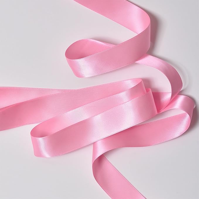 5/8" x 50 Yards Pink Satin Ribbon Single Faced Fabric Ribbons for Gift Wrapping, Crafting, Bows Making, Sewing, Wedding, Home Decor