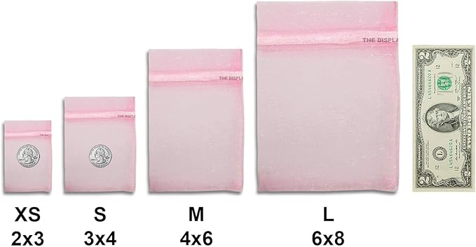 TheDisplayGuys 48-Pack 3x4 Pink Sheer Organza Gift Bags with Drawstring, Jewelry Candy Treat Wedding Party Favors Mesh Pouch