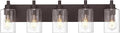 5-Light Bathroom Light Fixtures, 30 Inch Oil Rubbed Bronze Vanity Lights with Cylinder Clear Glass Shade, Modern Vanity Lighting Fixtures Over Mirror, VL143-ORB-5