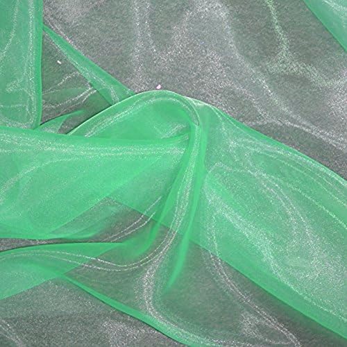VDS Mint Organza Fabric, 25 Yards Continuous, 45” Wide, Wedding Party Decoration Iridescent Crystal Sheer Shiny Organza Tulle Bridal Dress DIY Crafts Costume Sewing Backdrop Arch Cloth
