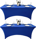 2-Pack 4ft Spandex Table Covers for Rectangular Folding Tables - Wrinkle Resistant Stretch Tight Table Cloths - Ultimate Fitted Table Protector for Parties, Banquet, and Wedding