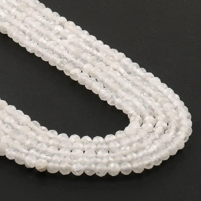 Song Xi 180pcs 2mm Natural White Moonstone Gemstone Faceted Round Loose Stones for Bracelet Jewelry Making, Small Stones for Christmas Mother's Day Gift for Women