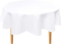 Hiasan Round Linen Table Cover 80 Inch - Wrinkle and Stain Resistant Washable Polyester Fabric Table Cloth for Dining Room Kitchen Party, White
