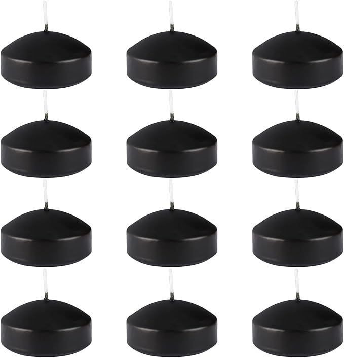 Black 3-Inch Floating Candles - Set of 12 Long-Lasting, Waterproof, Wind-Resistant, Perfect for Halloween Decorations, Outdoor Pools & Parties, Holiday Decorations