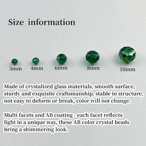 100pcs 8mm Crystal Glass Beads for Crafts Faceted Rondelle Glass Beads for Jewelry Making Crystal Spacer Beads for Necklaces Bracelets Earrings DIY Craft(Peacock Green AB)