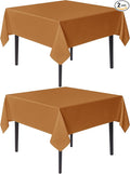 sancua Thanksgiving Square Tablecloths 85x85 Inch Bronze, 2 Pack - Fabric Fall Table Cloth for Square or Round Tables, Washable Polyester Table Cover for Dinner, Holiday Party, Display Tables