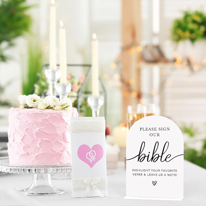 Acrylic Wedding Sign Wedding Signs for Ceremony Please Sign Our Bible Sign for Wedding Modern Calligraphy Arch Acrylic Table Top Sign for Wedding Reception and Event Party Table(white)