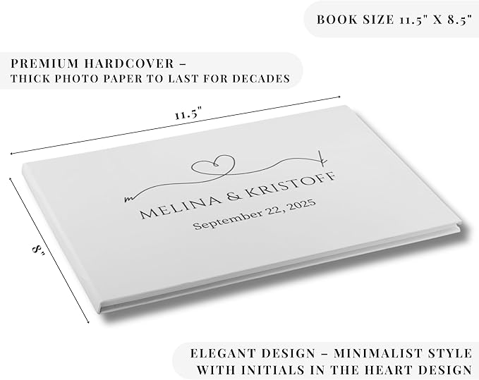 Wedding Guest Book – Personalized Polaroid Guest Book for Wedding Reception, Custom Sign In Photo Book with Blank Pages, Elegant Keepsake for Guests (Elegant White)
