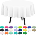 QIKSION White Round Tablecloth 12 Pack, 84 Inch Plastic Table Cover Disposable for Parties